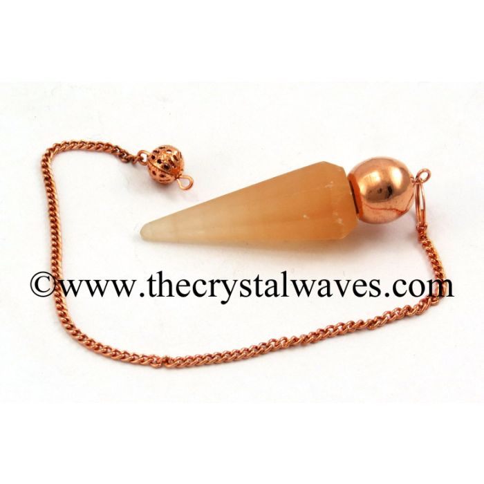 Orange Selenite Faceted Copper Modular Pendulum