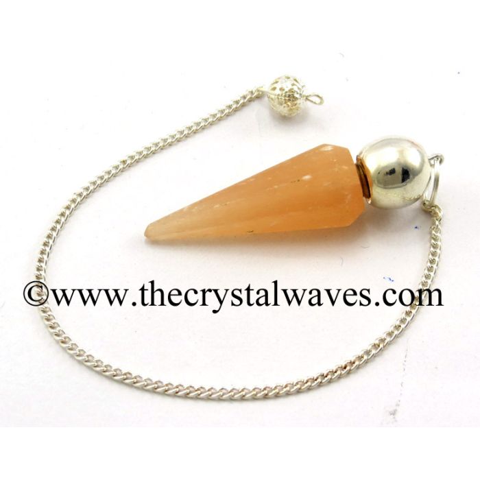 Orange Selenite Faceted Silver Modular Pendulum