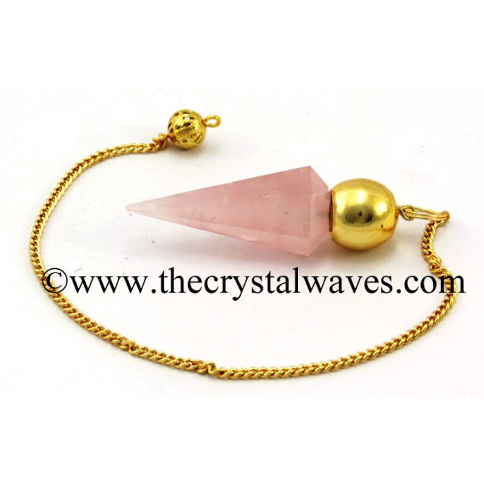 Rose Quartz Good Color Faceted Gold Modular Pendulum