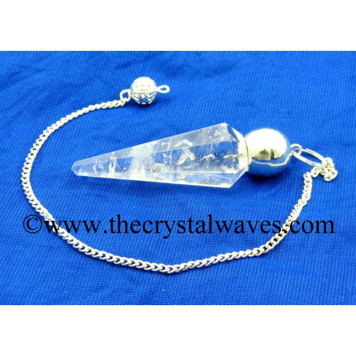 Crystal Quartz B Grade Faceted Silver Modular Pendulum