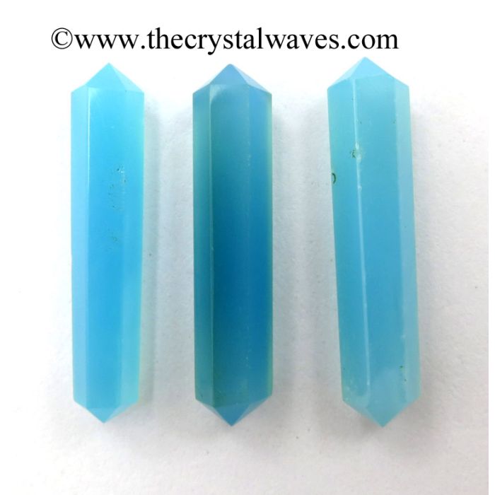 Blue Chalcedony Crystal Double Terminated Pencil Points