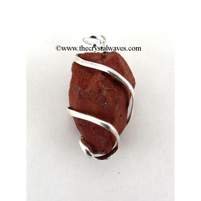 Red Jasper Hammered Nuggets Cage Wrapped Pendant