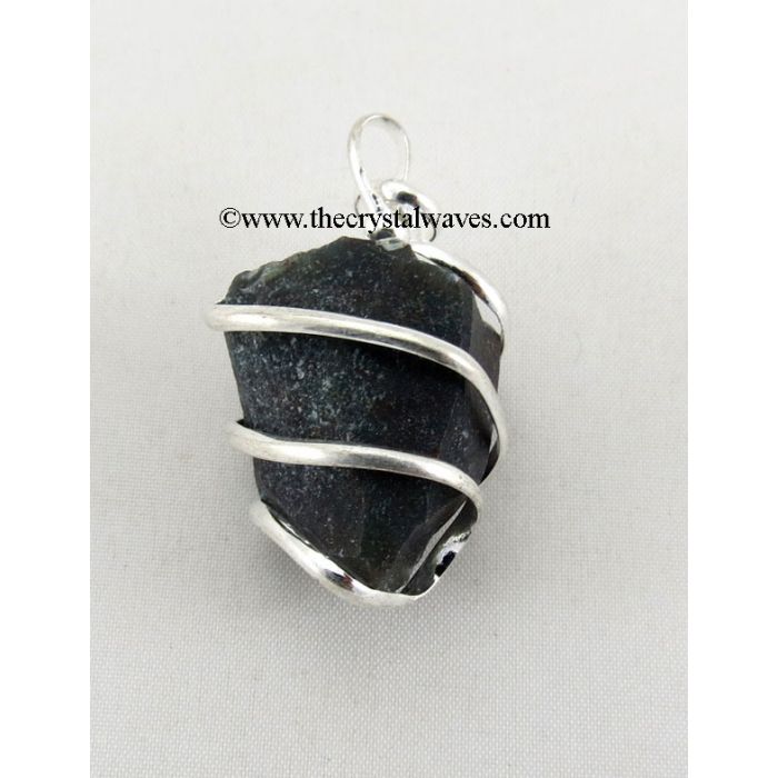 Black Agate Cage Wrapped Hammered Nuggets Pendant
