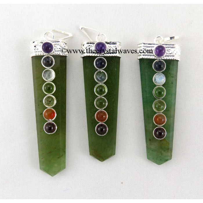 Green Aventurine (Light) Chakra Beads Flat Pencil Pendant