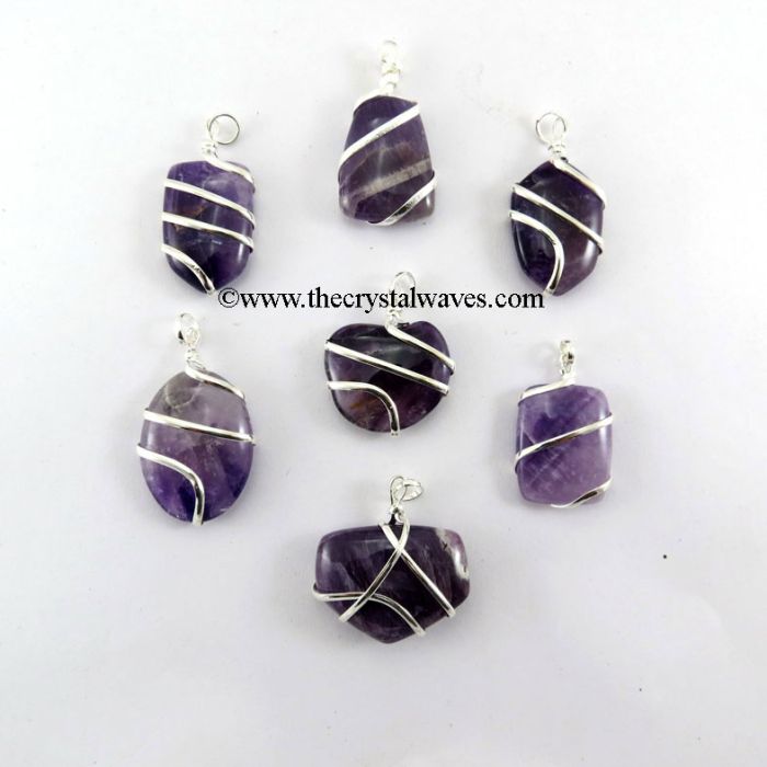 Amethyst Cage Wrapped Mix Shape Pendant
