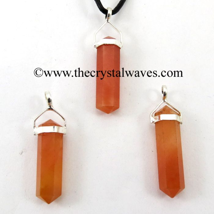 Red Aventurine Double Point Silver Pencil Pendant