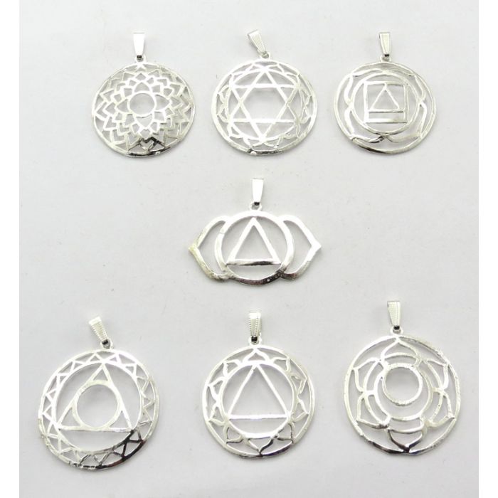 Chakra Symbols Casted Silver Pendant Chakra Metal Set