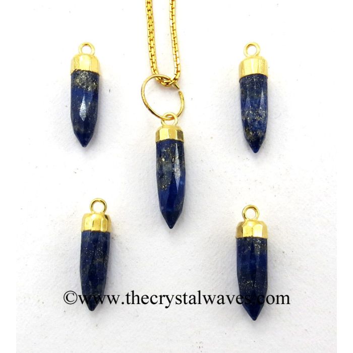 Lapis Lazuli Small Bullet Gold Electroplated Pendant