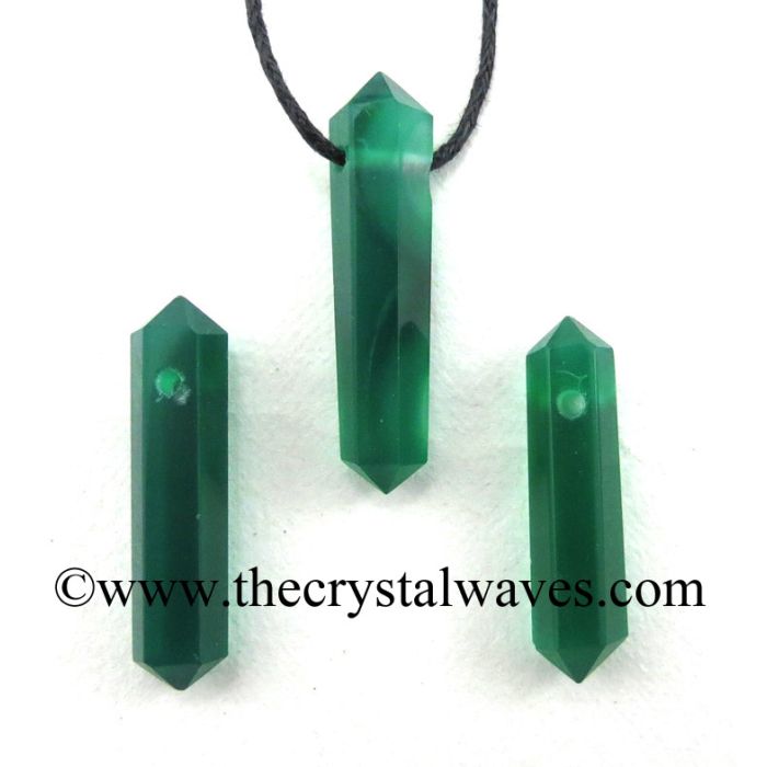 Green Chalcedony Double Point Pencil Pendant