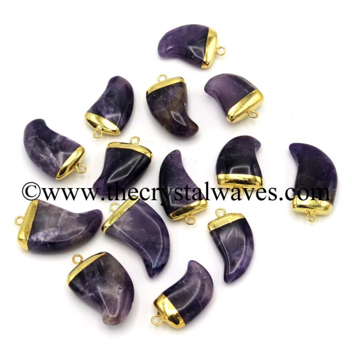 Amethyst Nail shape Gold Electroplated Pendant