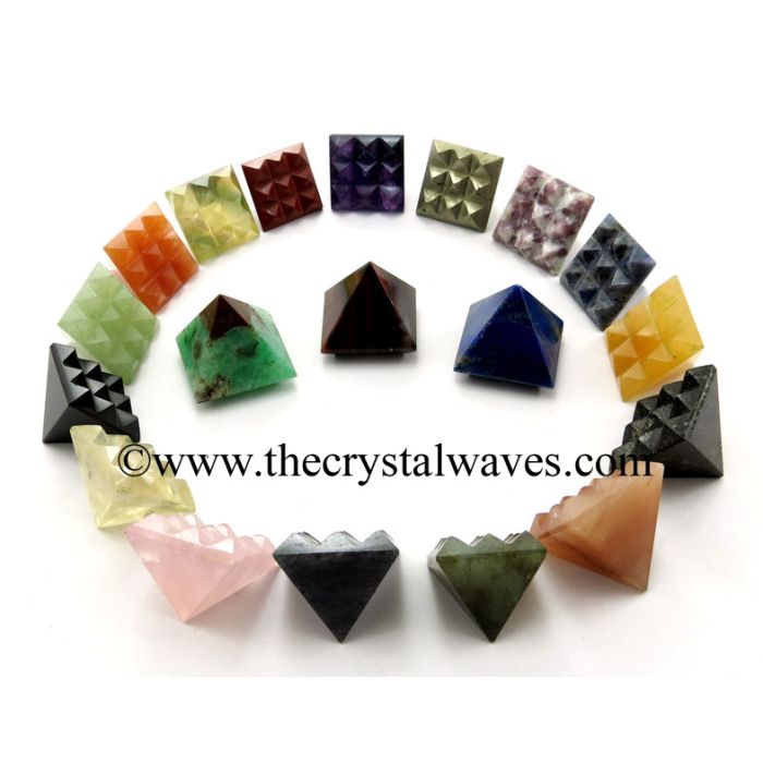 Mix Assorted Gemstones Lemurian Pyramid