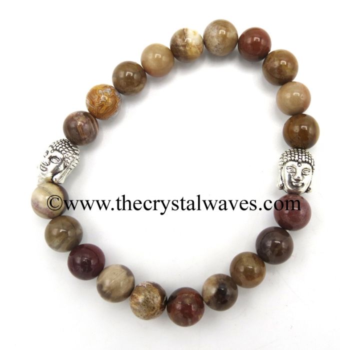 Natural African Jasper 8 mm with Buddha Charm
