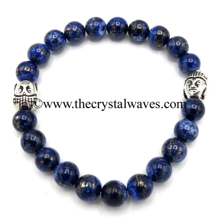 Lapis Lazuli 8 mm Round Beads Bracelet With Buddha Charms