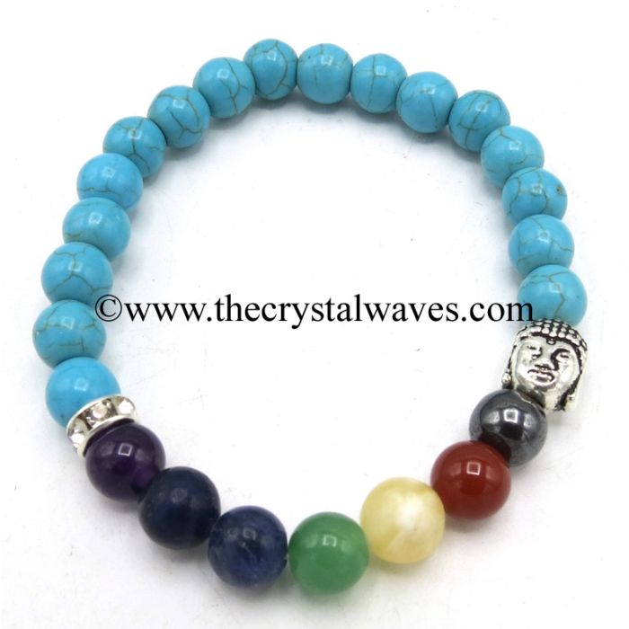 Turquoise with matrix manmade with 7 chakra