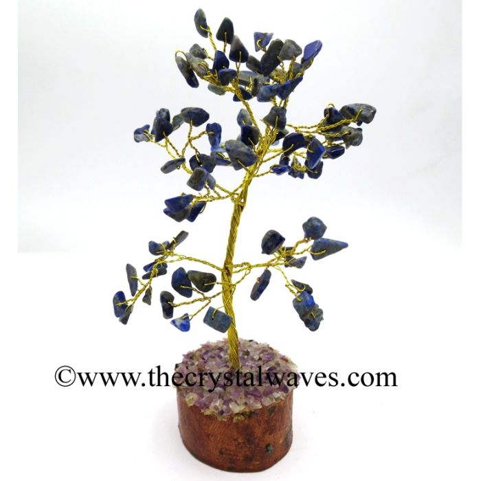 Lapis Lazuli 50 Chips Golden Wire Gemstone Tree With Wooden Base