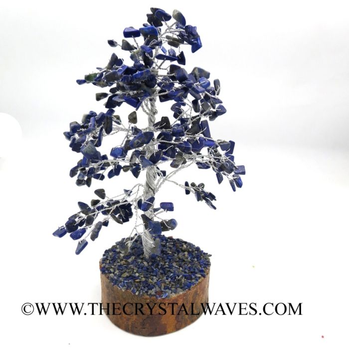 Lapis Lazuli Silver Wire Customised Large Gemstone Tree With Wooden Base