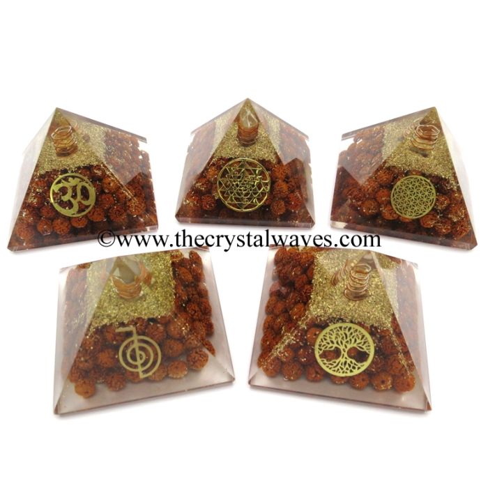 Rudraksha Beads Orgone Pyramid With Mix Assorted Symbol