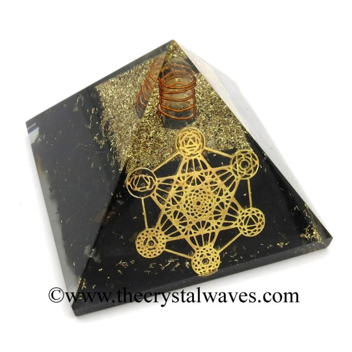 Shungite Chips Orgone Pyramid With 7 Chakra Metatron's Cube Symbol