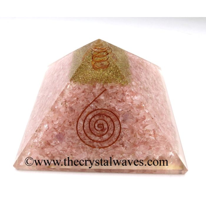 Rose Quartz Chips Big Orgone Pyramids With Copper Wrrapped Crystal Poin