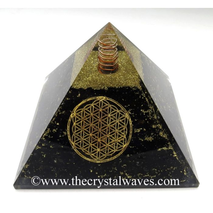 Shungite Chips Big Orgone Pyramids With Flower Of Life & Copper Wrrapped Crystal Point