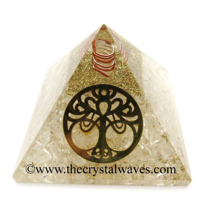 Crystal Quartz Chips Orgone Pyramid Lotus New Tree Of Life Symbol