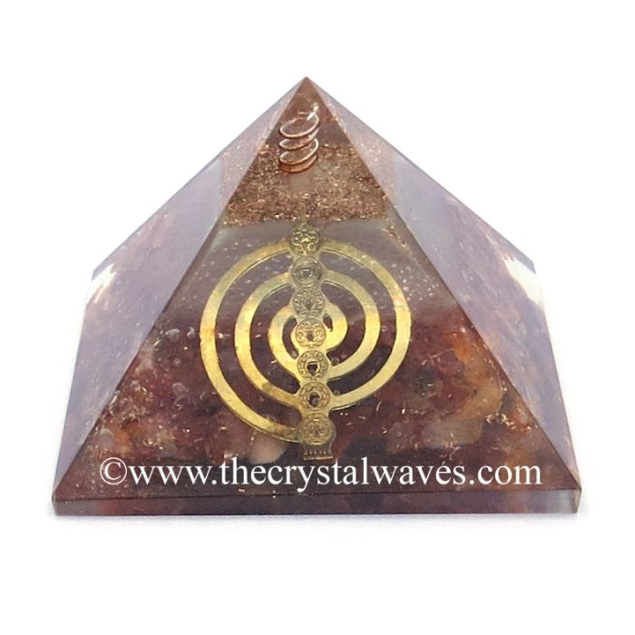 Glow In Dark Carnelian Chips Orgone Pyramid With Chakra Cho Ku Rei