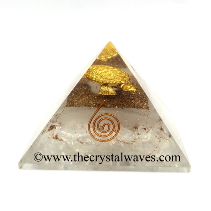 Glow In Dark Crystal Quartz Chips Orgone Pyramid With Fengshui / Vastu Tortoise