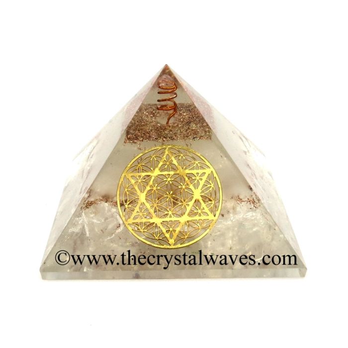 Glow In Dark Crystal Quartz Chips Orgone Pyramid With Flower Of Life Star Of David