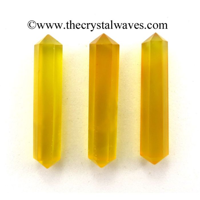 Yellow Chalcedony Crystal Double Terminated Pencil Points