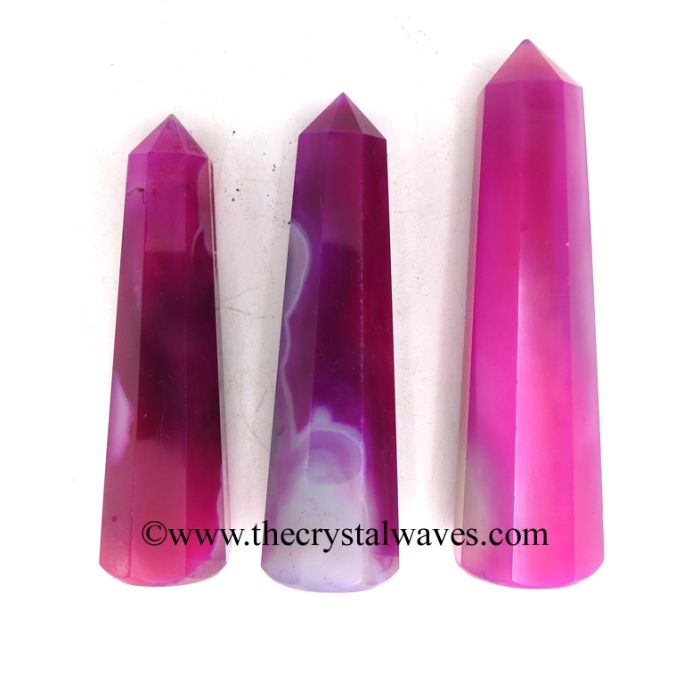 Pink Fuschia Banded Onyx Chalcedony Pencil Points 3"+ Inch