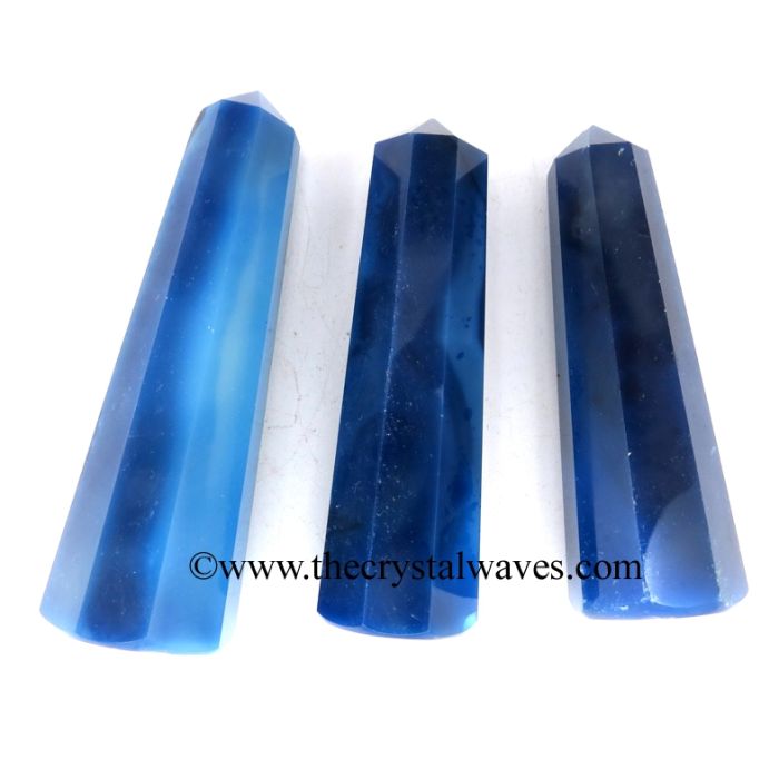 Blue Banded Onyx Chalcedony Pencil Points 3" + Inch