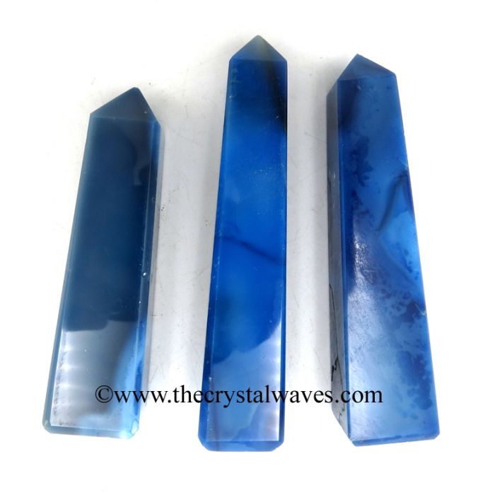 Blue Banded Onyx Chalcedony Crystal Tower