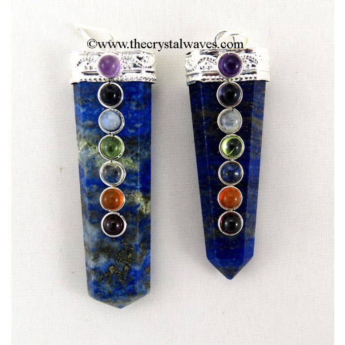Lapis Lazuli Chakra Beads Flat Pencil Pendant