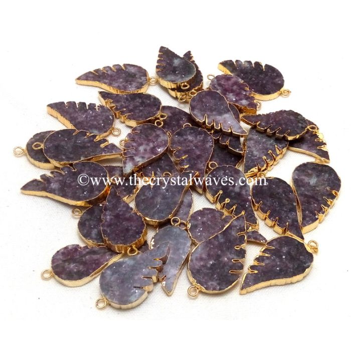 Lepidolite Angel Wings Gold Electroplated Pendants