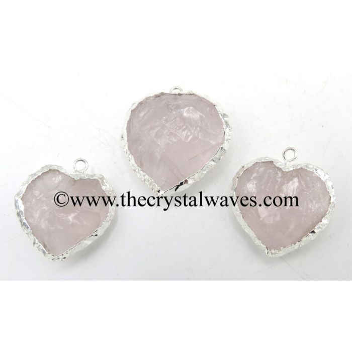 Rose Quartz Silver Electroplated Small Heart Pendant