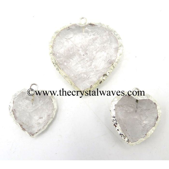Crystal Quartz Silver Electroplated Small Heart Pendant