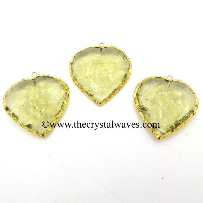 Lemon Hydro Quartz Heart Shape Gold Electroplated Pendant