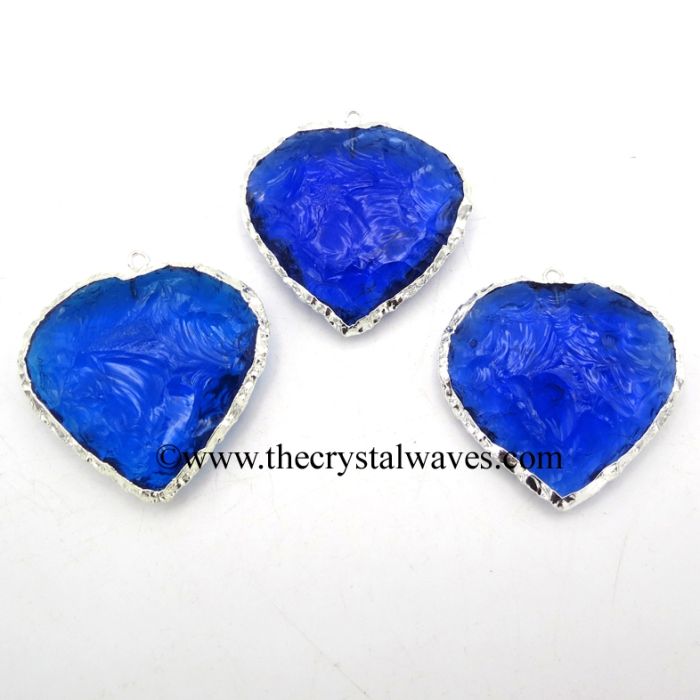 Blue Hydro Quartz Heart Shape Silver Electroplated Pendant