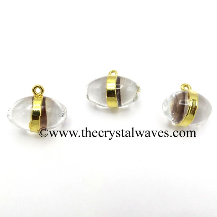 Crystal Quartz Lingam Gold Electroplated Pendant