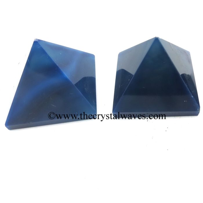 Blue Banded Onyx Chalcedony Crystal Pyramid