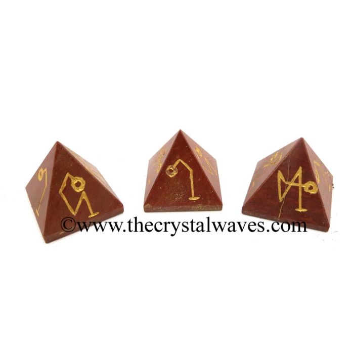 Red Jasper Arch Angel Engraved Small Pyramid
